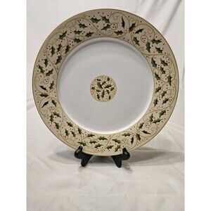 Vintage Gibson Royal Holly Christmas 10 5/8" Dinner Plate Leaves Berries EUC